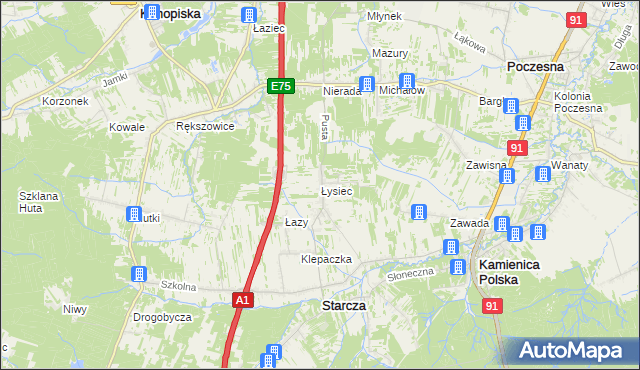 mapa Łysiec, Łysiec na mapie Targeo