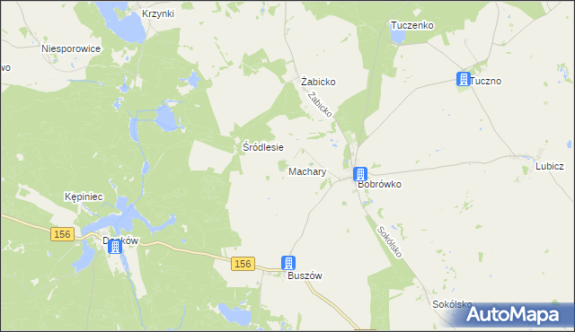 mapa Machary gmina Strzelce Krajeńskie, Machary gmina Strzelce Krajeńskie na mapie Targeo