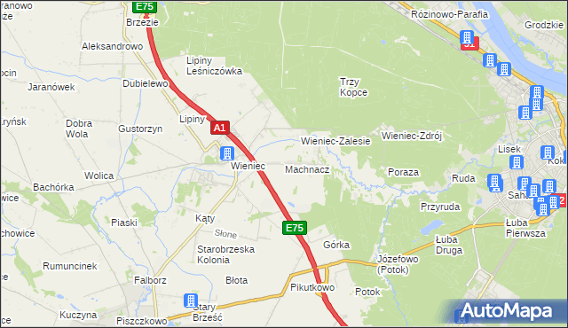 mapa Machnacz gmina Brześć Kujawski, Machnacz gmina Brześć Kujawski na mapie Targeo