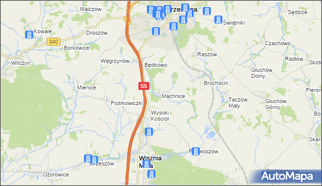 mapa Machnice, Machnice na mapie Targeo