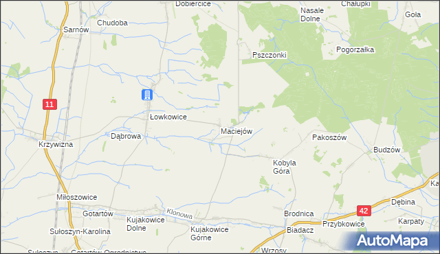 mapa Maciejów gmina Kluczbork, Maciejów gmina Kluczbork na mapie Targeo