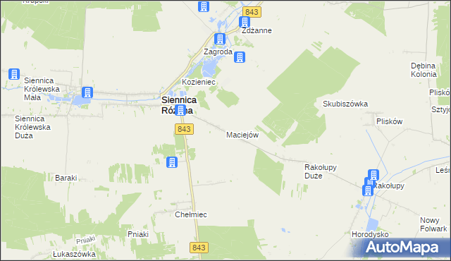 mapa Maciejów gmina Siennica Różana, Maciejów gmina Siennica Różana na mapie Targeo