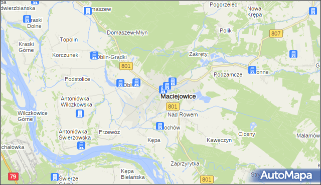 mapa Maciejowice powiat garwoliński, Maciejowice powiat garwoliński na mapie Targeo