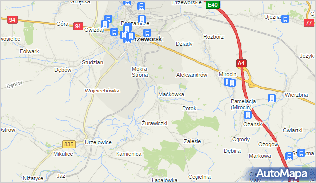 mapa Maćkówka, Maćkówka na mapie Targeo