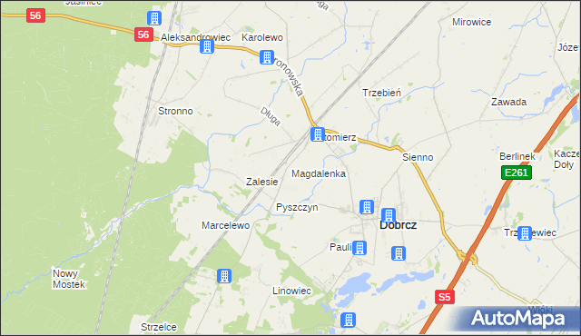 mapa Magdalenka gmina Dobrcz, Magdalenka gmina Dobrcz na mapie Targeo