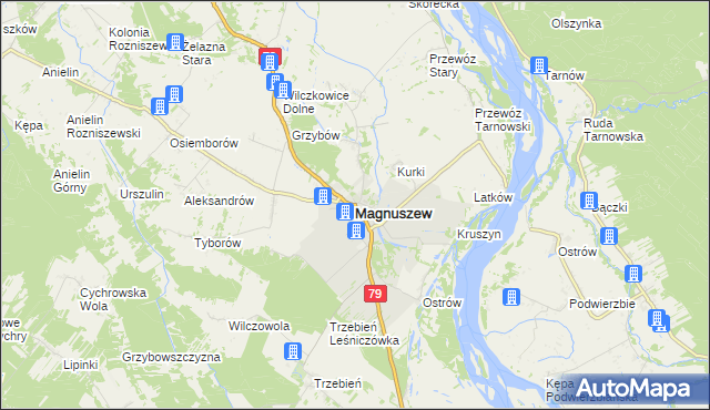 mapa Magnuszew, Magnuszew na mapie Targeo