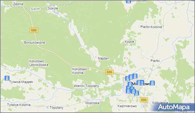 mapa Majdan gmina Michałowo, Majdan gmina Michałowo na mapie Targeo