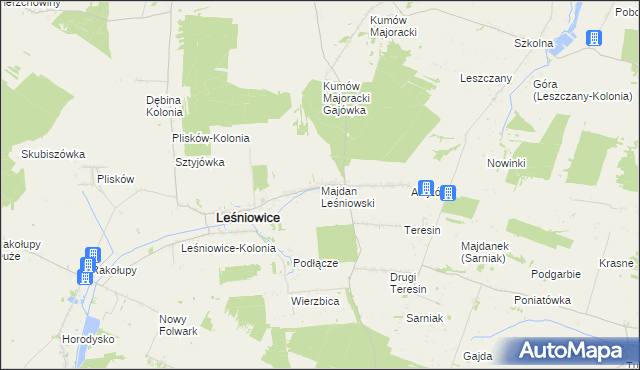 mapa Majdan Leśniowski, Majdan Leśniowski na mapie Targeo