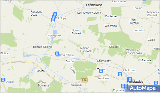 mapa Majdan Ostrowski, Majdan Ostrowski na mapie Targeo