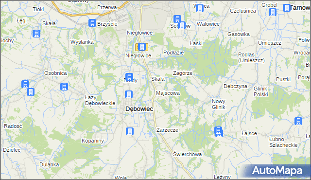 mapa Majscowa, Majscowa na mapie Targeo