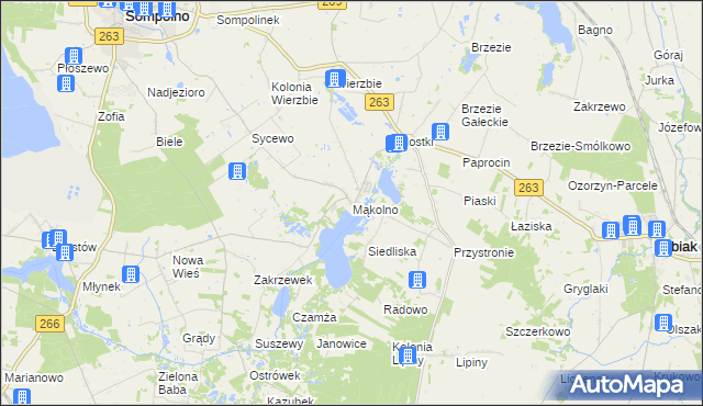 mapa Mąkolno gmina Sompolno, Mąkolno gmina Sompolno na mapie Targeo