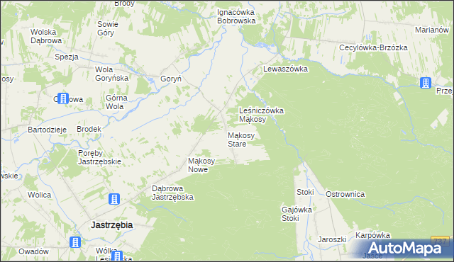 mapa Mąkosy Stare, Mąkosy Stare na mapie Targeo