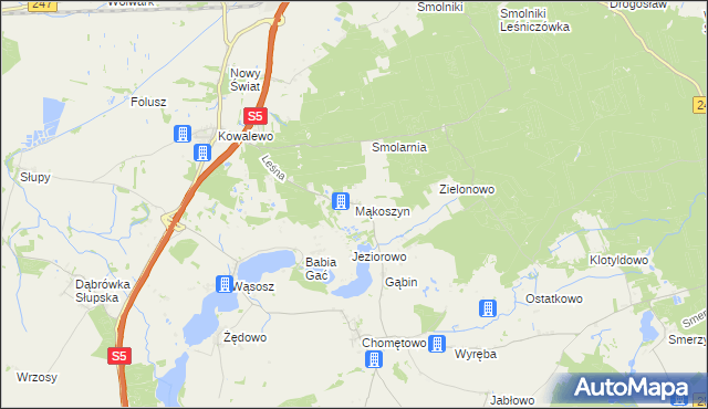 mapa Mąkoszyn gmina Szubin, Mąkoszyn gmina Szubin na mapie Targeo