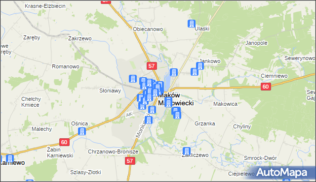 mapa Maków Mazowiecki, Maków Mazowiecki na mapie Targeo