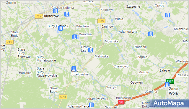 mapa Makówka gmina Grodzisk Mazowiecki, Makówka gmina Grodzisk Mazowiecki na mapie Targeo