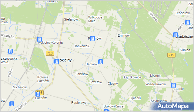 mapa Maksymilianów gmina Rokiciny, Maksymilianów gmina Rokiciny na mapie Targeo