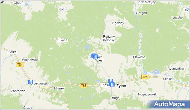 mapa Mała Wieś gmina Żytno, Mała Wieś gmina Żytno na mapie Targeo