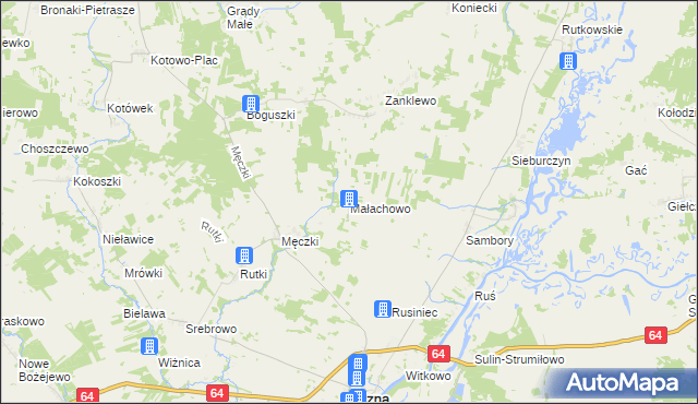 mapa Małachowo gmina Wizna, Małachowo gmina Wizna na mapie Targeo