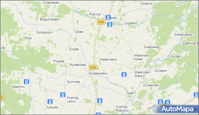 mapa Malanówko, Malanówko na mapie Targeo