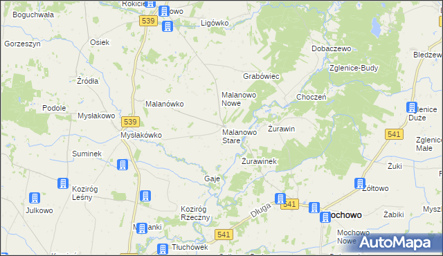 mapa Malanowo Stare, Malanowo Stare na mapie Targeo