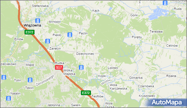 mapa Malcanów gmina Wiązowna, Malcanów gmina Wiązowna na mapie Targeo