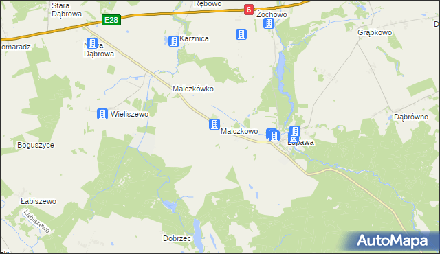 mapa Malczkowo, Malczkowo na mapie Targeo