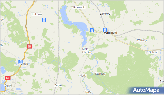 mapa Małe Olecko, Małe Olecko na mapie Targeo