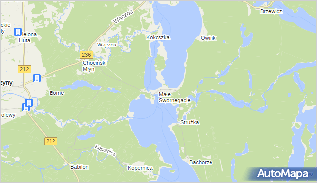 mapa Małe Swornegacie, Małe Swornegacie na mapie Targeo