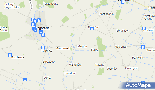 mapa Małgów gmina Pogorzela, Małgów gmina Pogorzela na mapie Targeo