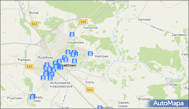 mapa Malinowo gmina Działdowo, Malinowo gmina Działdowo na mapie Targeo