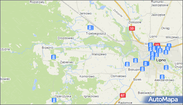 mapa Maliszewo, Maliszewo na mapie Targeo