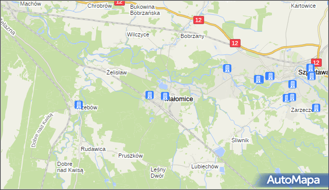 mapa Małomice, Małomice na mapie Targeo