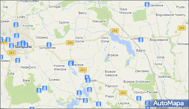 mapa Marcinkowo gmina Sompolno, Marcinkowo gmina Sompolno na mapie Targeo