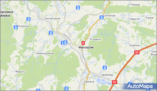 mapa Marciszów, Marciszów na mapie Targeo