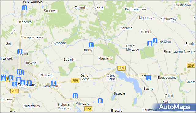 mapa Marcjanki, Marcjanki na mapie Targeo