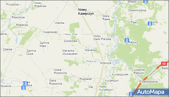 mapa Marianka gmina Nowy Kawęczyn, Marianka gmina Nowy Kawęczyn na mapie Targeo