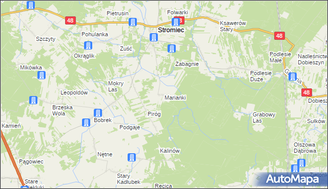 mapa Marianki gmina Stromiec, Marianki gmina Stromiec na mapie Targeo