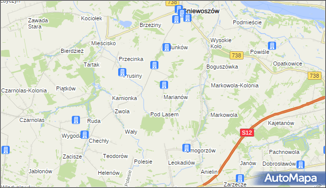 mapa Marianów gmina Gniewoszów, Marianów gmina Gniewoszów na mapie Targeo