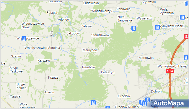 mapa Marianów gmina Wodzierady, Marianów gmina Wodzierady na mapie Targeo