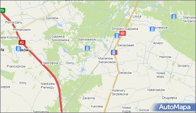 mapa Marianów Sierakowski, Marianów Sierakowski na mapie Targeo
