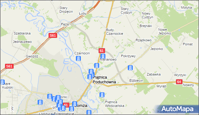 mapa Marianowo gmina Piątnica, Marianowo gmina Piątnica na mapie Targeo