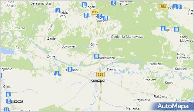 mapa Markowicze, Markowicze na mapie Targeo