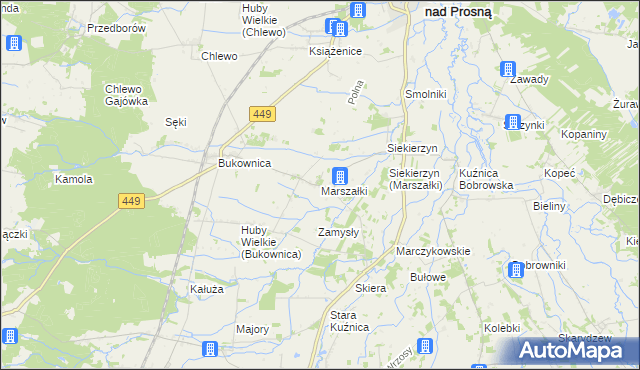 mapa Marszałki gmina Grabów nad Prosną, Marszałki gmina Grabów nad Prosną na mapie Targeo