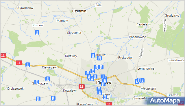 mapa Marszew gmina Pleszew, Marszew gmina Pleszew na mapie Targeo