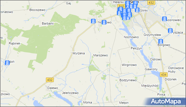 mapa Marszewo gmina Śrem, Marszewo gmina Śrem na mapie Targeo