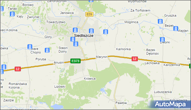 mapa Marynin gmina Siedliszcze, Marynin gmina Siedliszcze na mapie Targeo