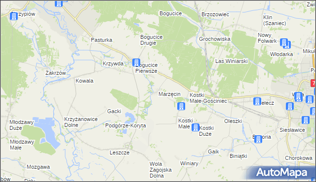 mapa Marzęcin, Marzęcin na mapie Targeo