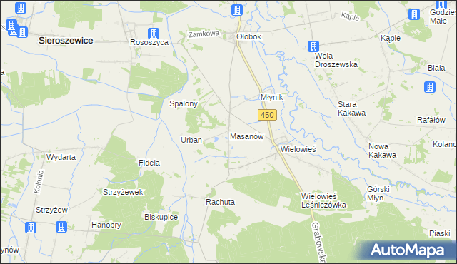 mapa Masanów, Masanów na mapie Targeo