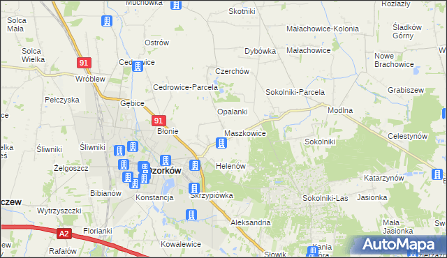 mapa Maszkowice gmina Ozorków, Maszkowice gmina Ozorków na mapie Targeo