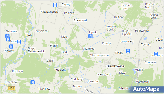 mapa Mazaniec, Mazaniec na mapie Targeo